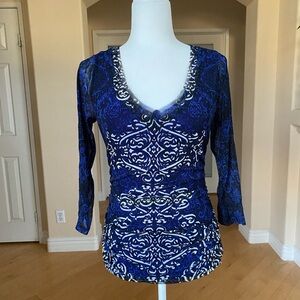 INC International Concepts Blue and Black Blouse